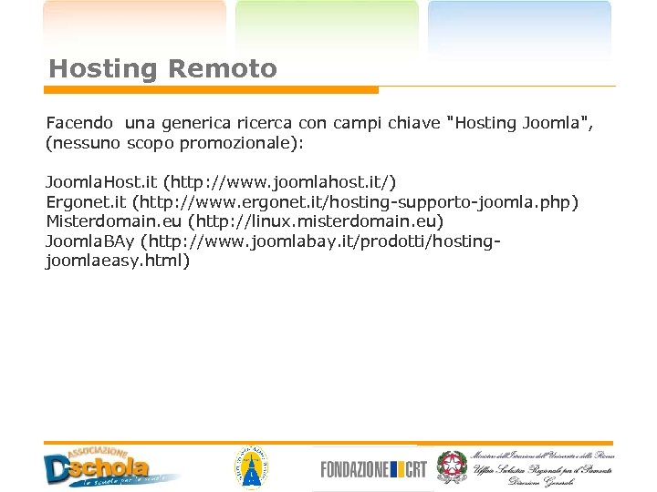 Hosting Remoto Facendo una generica ricerca con campi chiave 