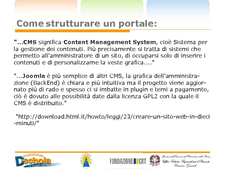 Come strutturare un portale: 