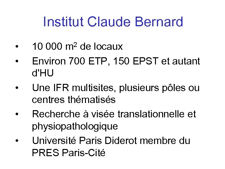 Institut Claude Bernard • • • 10 000 m 2 de locaux Environ 700