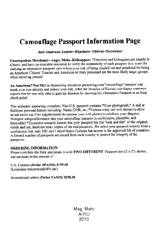 Mag. Mahr A-FIU 2010 