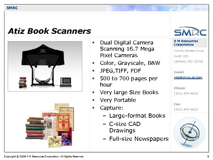 SMRC Atiz Book Scanners § § § § Dual Digital Camera Scanning 16. 7
