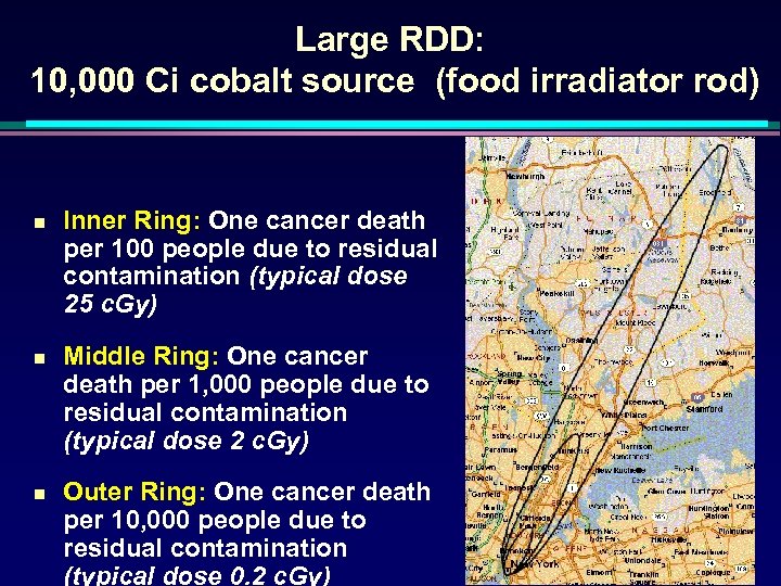 Large RDD: 10, 000 Ci cobalt source (food irradiator rod) n n n Inner