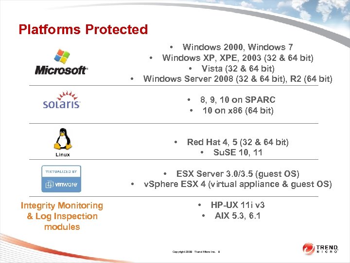 Platforms Protected • • Windows 2000, Windows 7 • Windows XP, XPE, 2003 (32