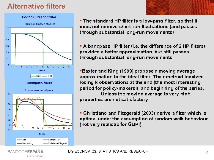 Alternative filters § The standard HP filter is a low-pass filter, so that it