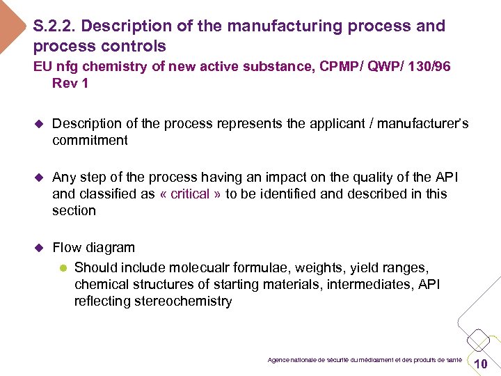 S. 2. 2. Description of the manufacturing process and process controls EU nfg chemistry