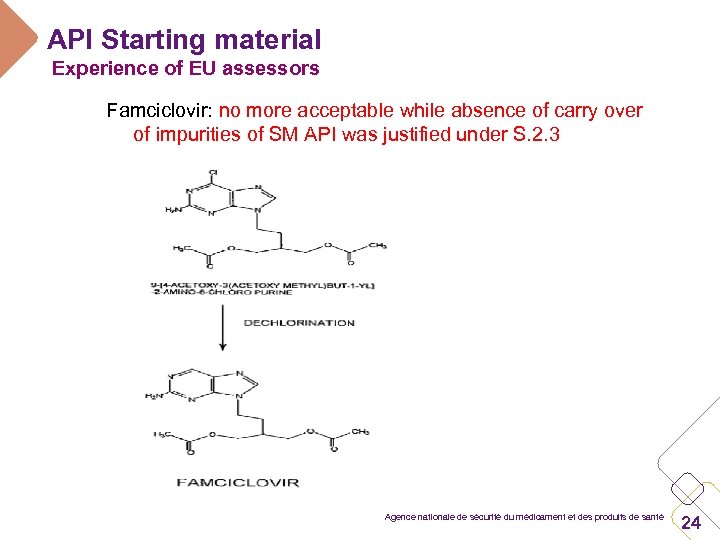 API Starting material Experience of EU assessors Famciclovir: no more acceptable while absence of