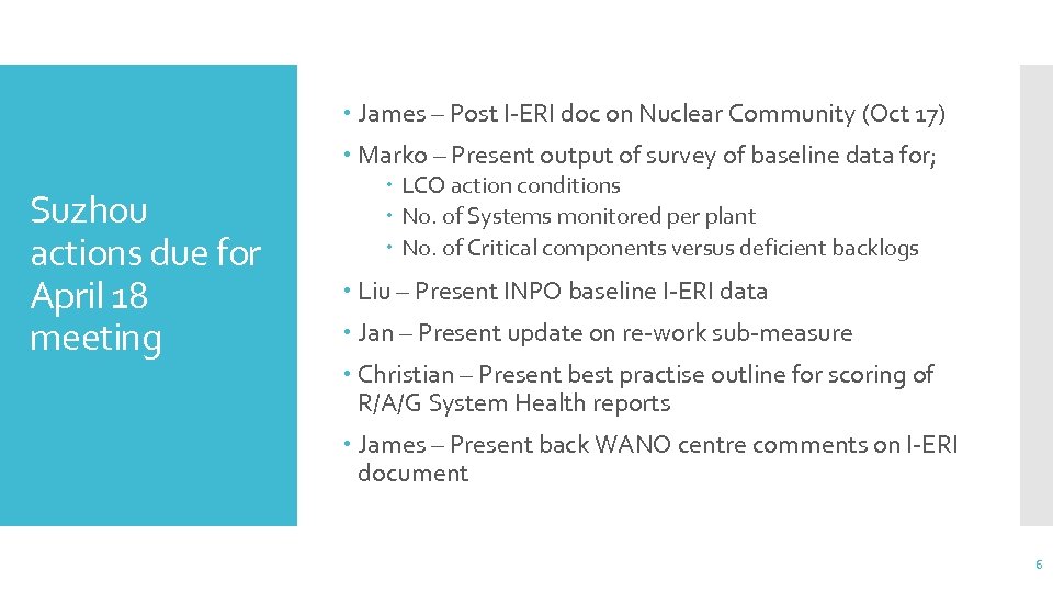  James – Post I-ERI doc on Nuclear Community (Oct 17) Marko – Present