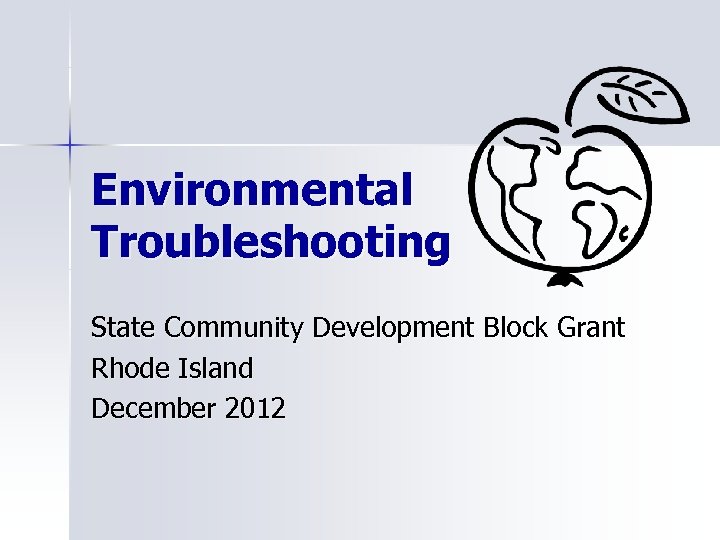 Environmental Troubleshooting State Community Development Block Grant Rhode Island December 2012 