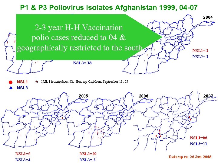 P 1 & P 3 Poliovirus Isolates Afghanistan 1999, 04 -07 2004 1999 2