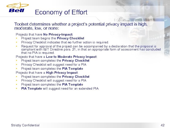 Economy of Effort Toolset determines whether a project’s potential privacy impact is high, moderate,