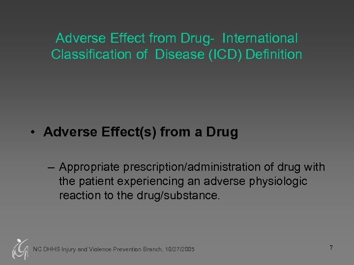 Adverse Effect from Drug- International Classification of Disease (ICD) Definition • Adverse Effect(s) from