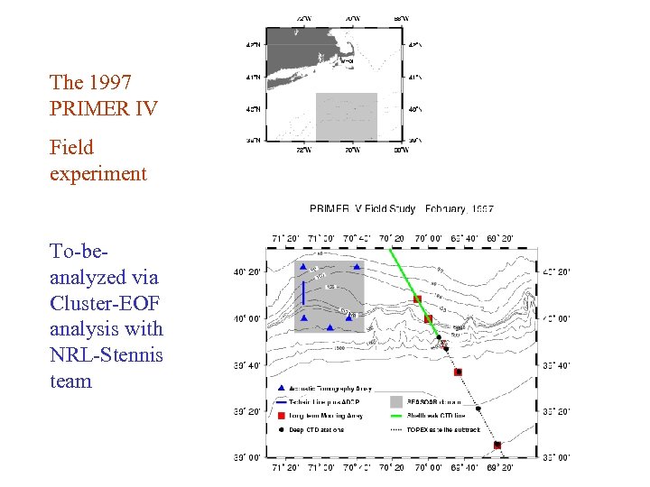 The 1997 PRIMER IV Field experiment To-beanalyzed via Cluster-EOF analysis with NRL-Stennis team 