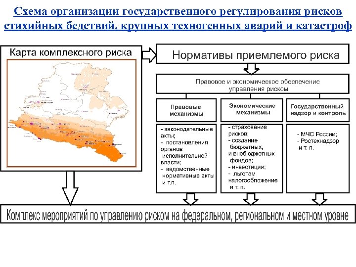 Схема организации государственного регулирования рисков стихийных бедствий, крупных техногенных аварий и катастроф 