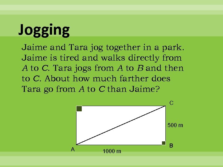 Jogging Jaime and Tara jog together in a park. Jaime is tired and walks