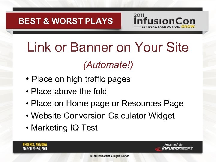 BEST & WORST PLAYS Link or Banner on Your Site (Automate!) • Place on