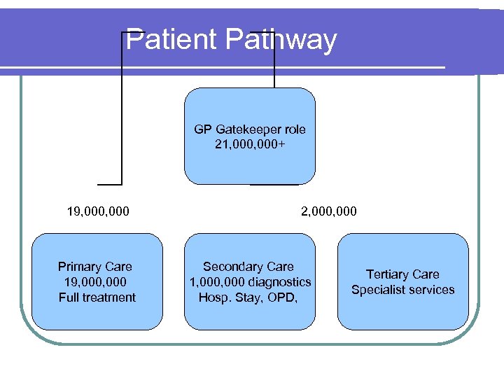 Patient Pathway GP Gatekeeper role 21, 000+ 19, 000 Primary Care 19, 000 Full