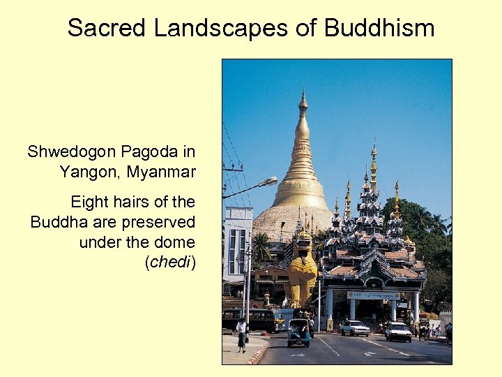 Sacred Landscapes of Buddhism Shwedogon Pagoda in Yangon, Myanmar Eight hairs of the Buddha