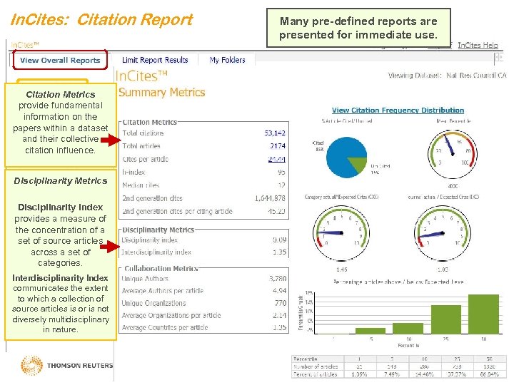 In. Cites: Citation Report Citation Metrics provide fundamental information on the papers within a