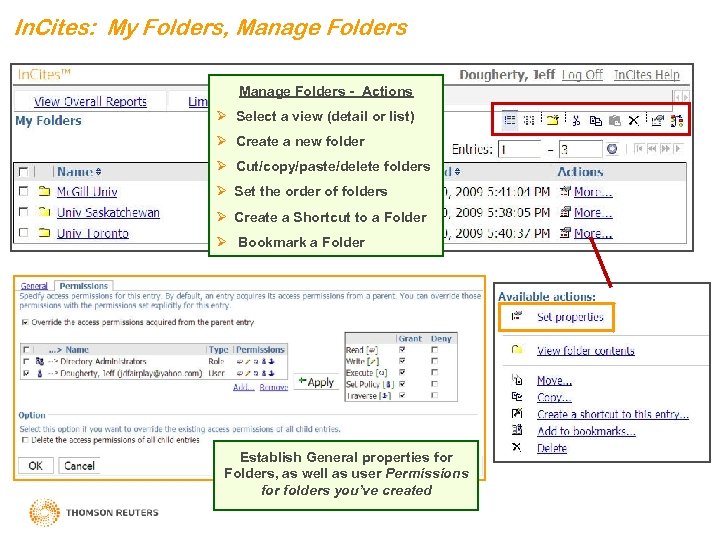 In. Cites: My Folders, Manage Folders - Actions Ø Select a view (detail or