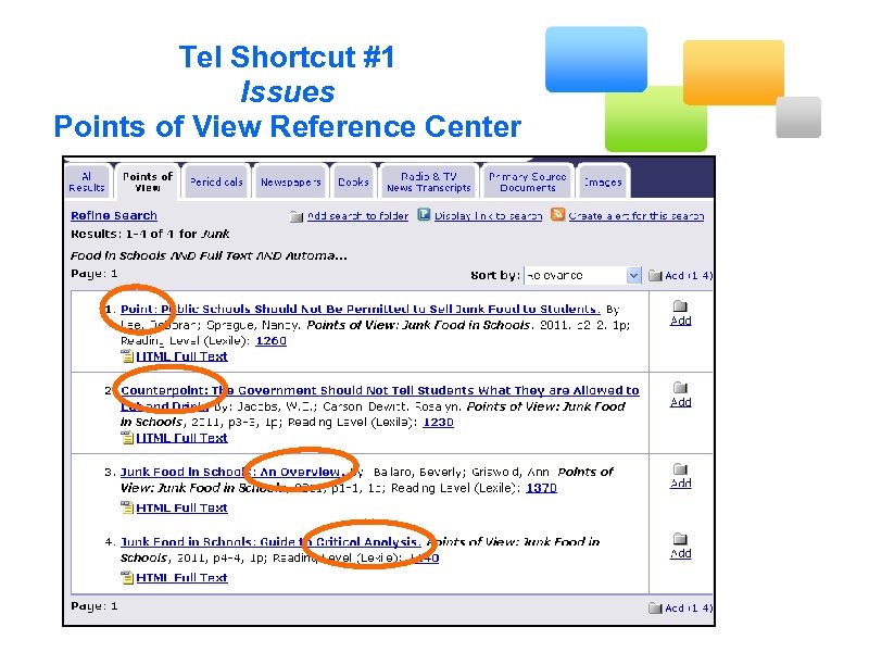 Tel Shortcut #1 Issues Points of View Reference Center 