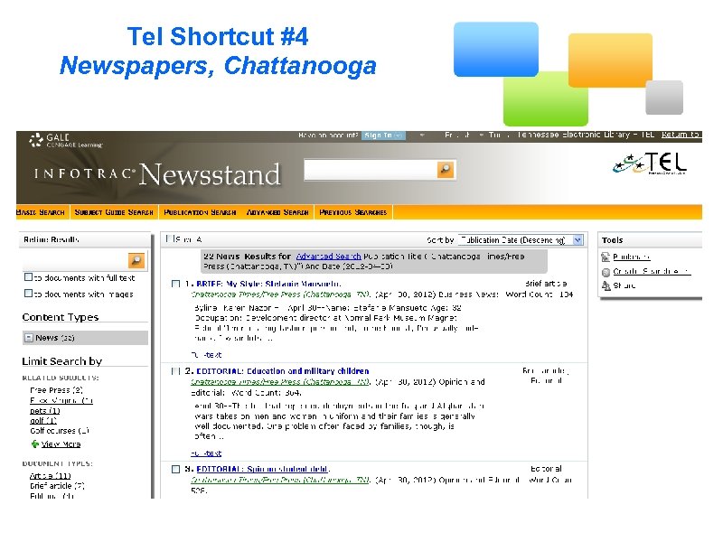 Tel Shortcut #4 Newspapers, Chattanooga 