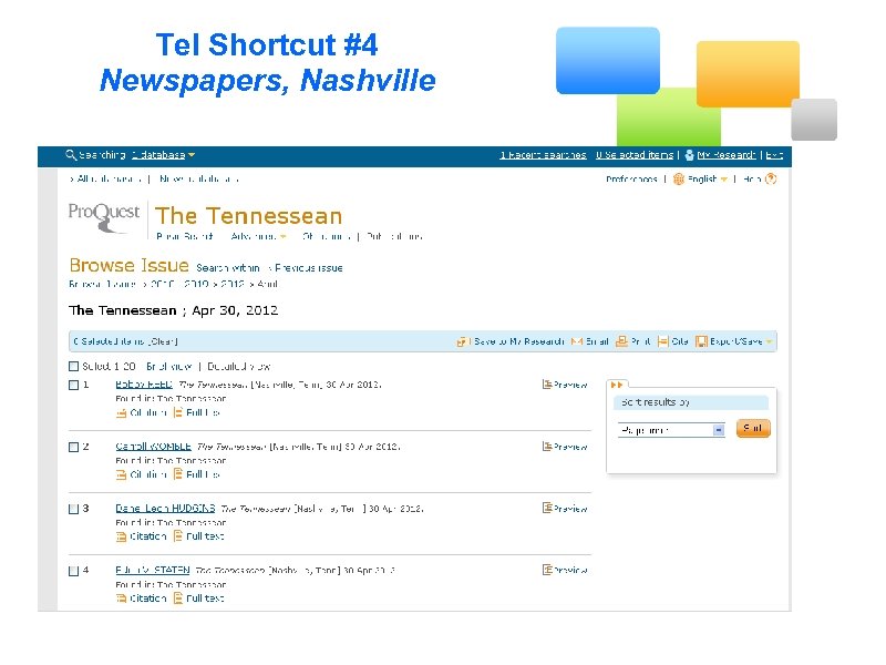 Tel Shortcut #4 Newspapers, Nashville 