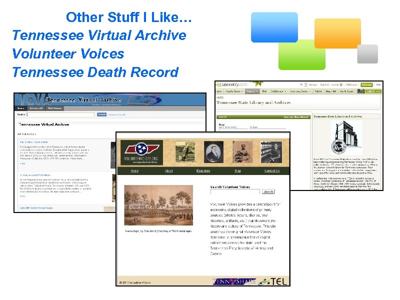 Other Stuff I Like… Tennessee Virtual Archive Volunteer Voices Tennessee Death Record 