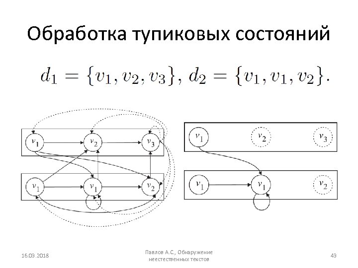 Обработка тупиковых состояний 16. 03. 2018 Павлов А. С. , Обнаружение неестественных текстов 43
