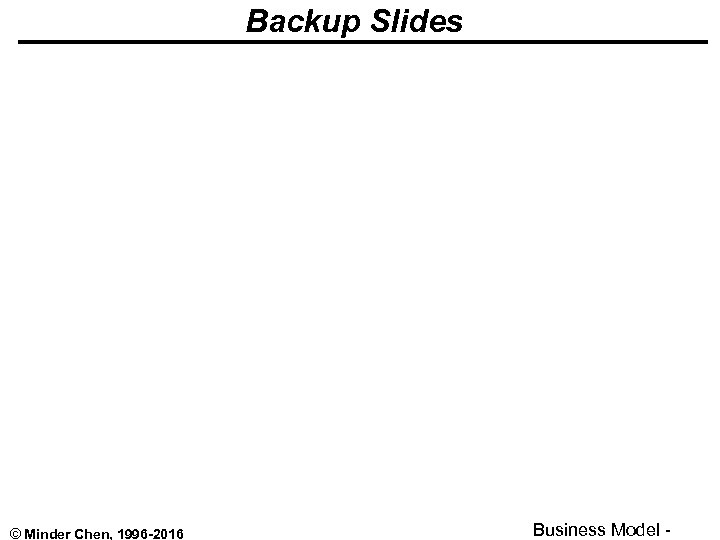 Backup Slides © Minder Chen, 1996 -2016 Business Model - 