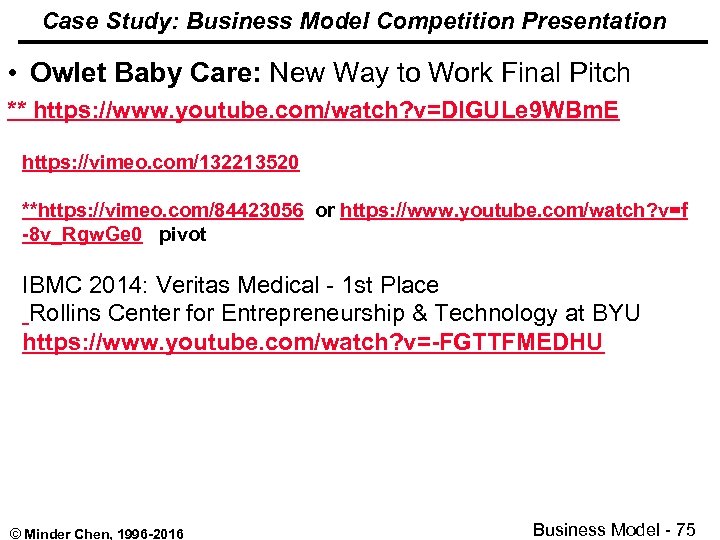 Case Study: Business Model Competition Presentation • Owlet Baby Care: New Way to Work