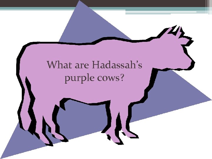 What are Hadassah’s purple cows? 