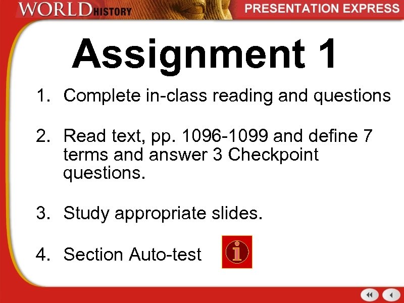 Assignment 1 1. Complete in-class reading and questions 2. Read text, pp. 1096 -1099