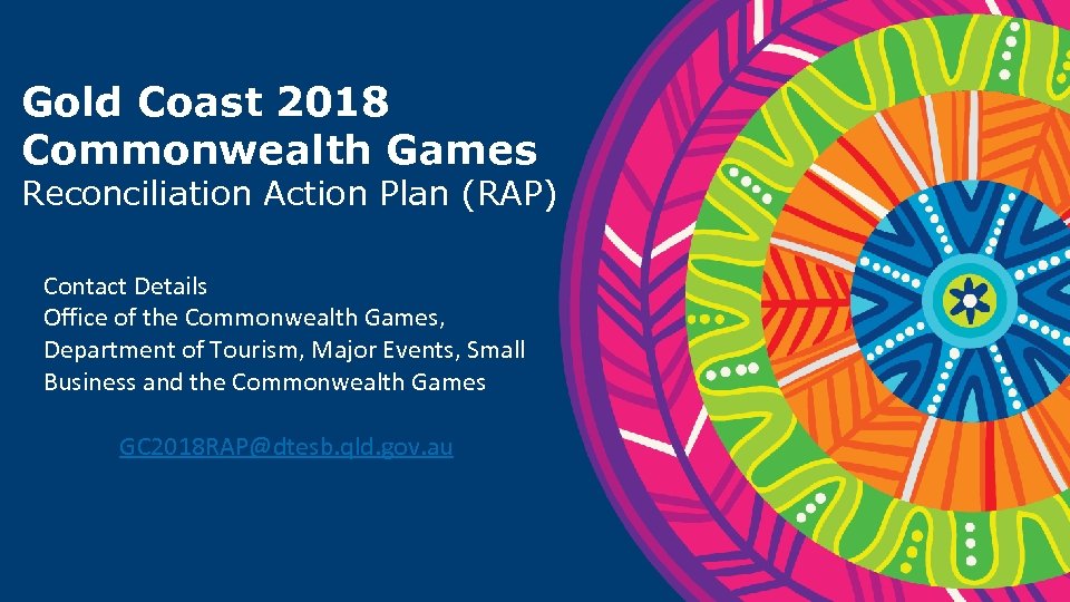 Gold Coast 2018 Commonwealth Games Reconciliation Action Plan (RAP) Contact Details Office of the