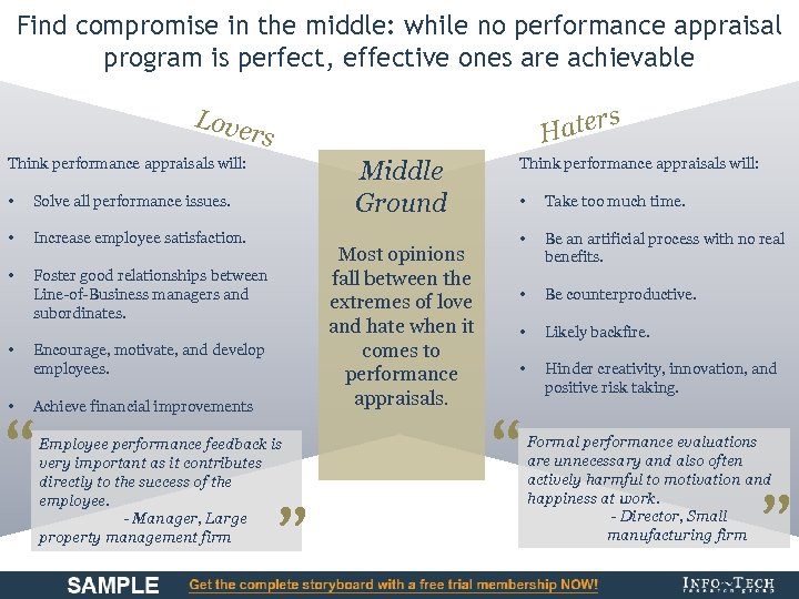 Find compromise in the middle: while no performance appraisal program is perfect, effective ones