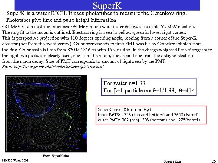 Super. K is a water RICH. It uses phototubes to measure the Cerenkov ring.