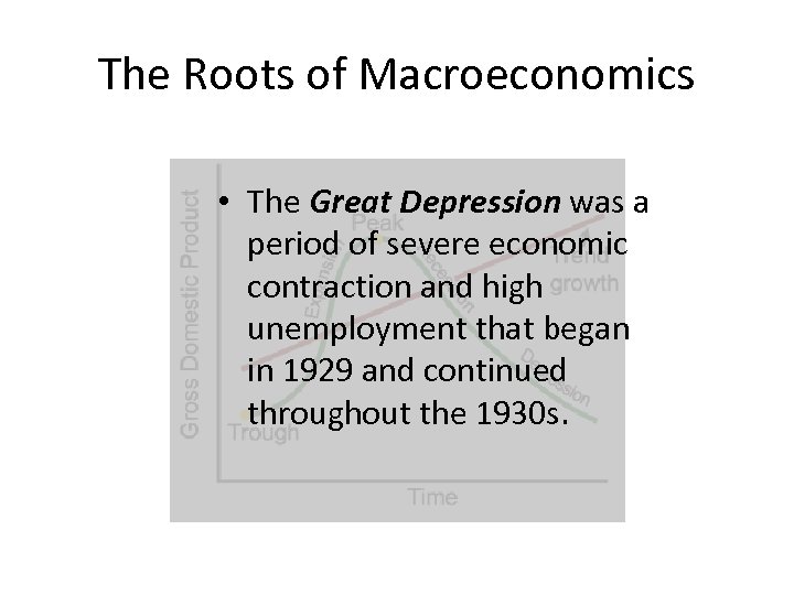 The Roots of Macroeconomics • The Great Depression was a period of severe economic