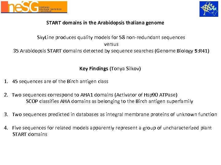 START domains in the Arabidopsis thaliana genome Sky. Line produces quality models for 58