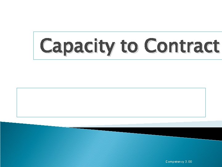 Capacity to Contract Competency 3. 00 