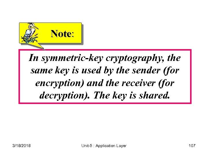 Note: In symmetric-key cryptography, the same key is used by the sender (for encryption)