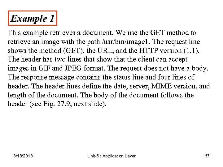 Example 1 This example retrieves a document. We use the GET method to retrieve