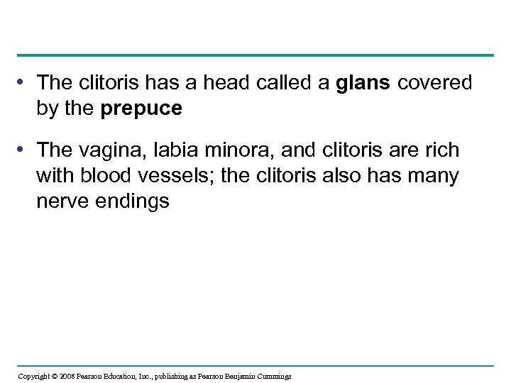  • The clitoris has a head called a glans covered by the prepuce