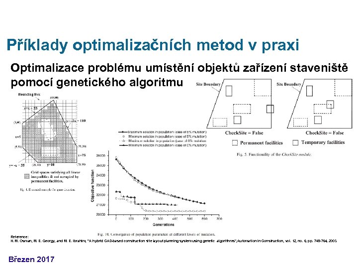 Příklady optimalizačních metod v praxi Optimalizace problému umístění objektů zařízení staveniště pomocí genetického algoritmu