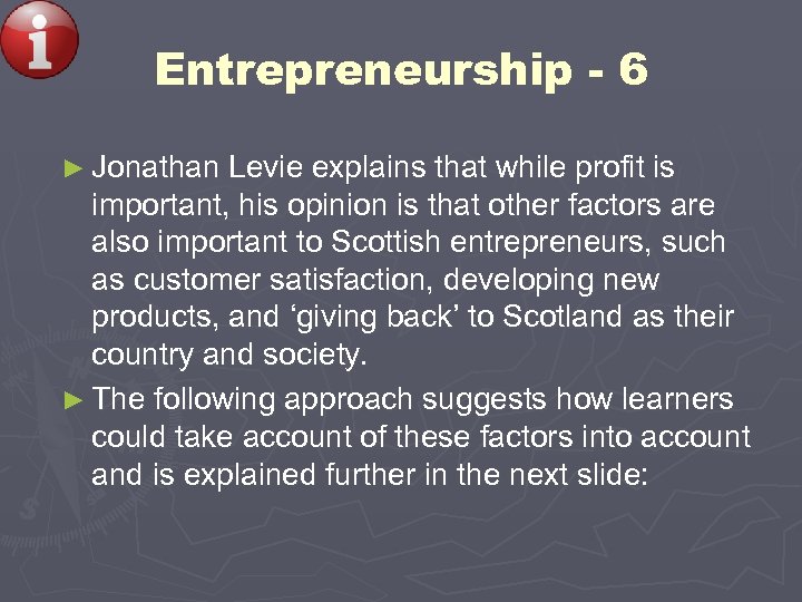 Entrepreneurship - 6 ► Jonathan Levie explains that while profit is important, his opinion