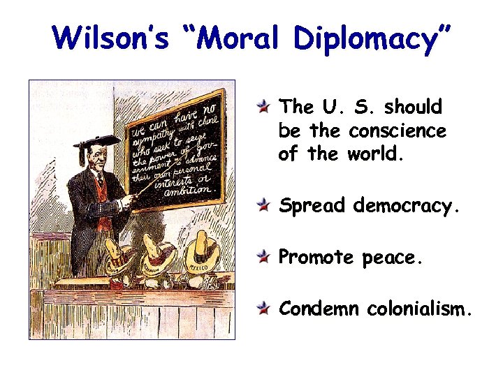 Wilson’s “Moral Diplomacy” The U. S. should be the conscience of the world. Spread