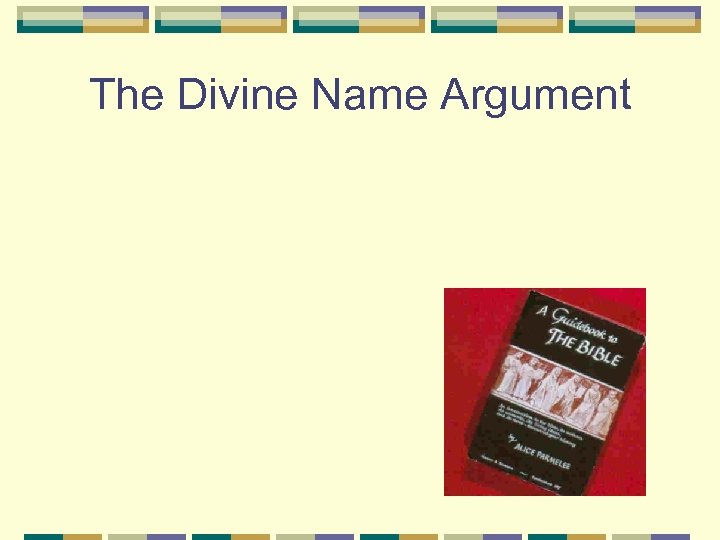 The Divine Name Argument 