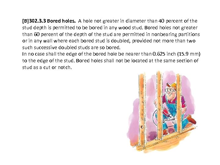 [B]302. 3. 3 Bored holes. A hole not greater in diameter than 40 percent