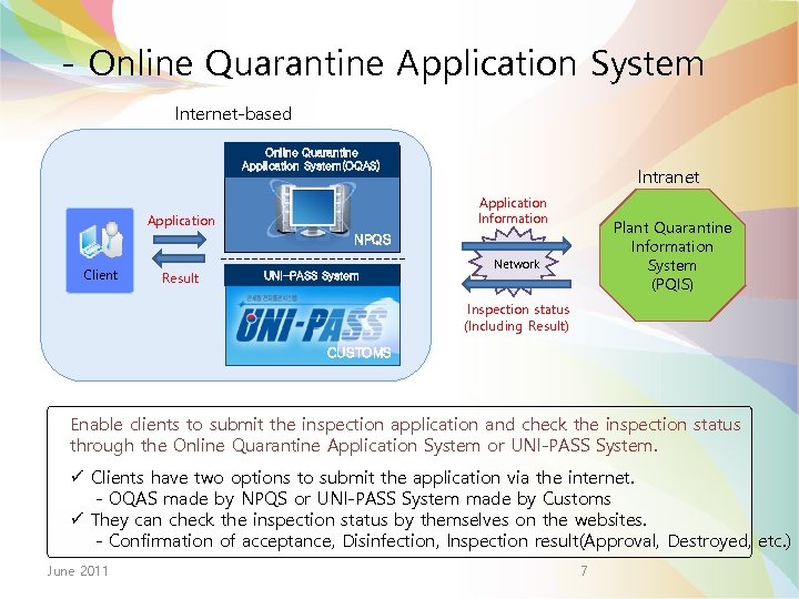 - Online Quarantine Application System Internet-based Online Quarantine Application System(OQAS) Intranet Application Information Application