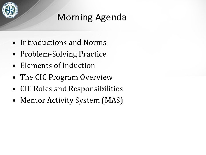Morning Agenda • • • Introductions and Norms Problem-Solving Practice Elements of Induction The