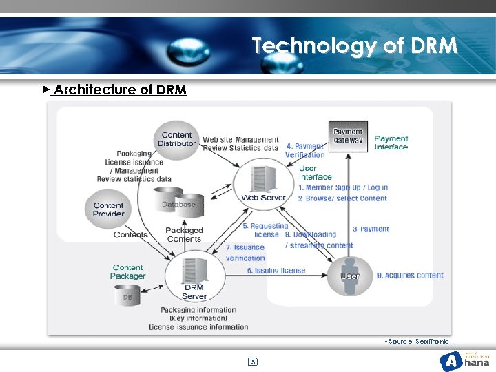 Technology of DRM ▶ Architecture of DRM - Source: Seal. Tronic 5 