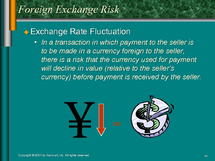 Foreign Exchange Risk u Exchange Rate Fluctuation • In a transaction in which payment